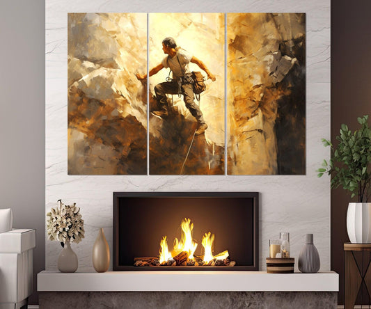 Climbing Wall Art – Alpinism Canvas Print | Framed, Ready to Hang Decor