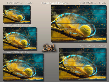 Tennis Wall Art – Abstract Wood Wall Decor | Rustic Tennis Poster Gift