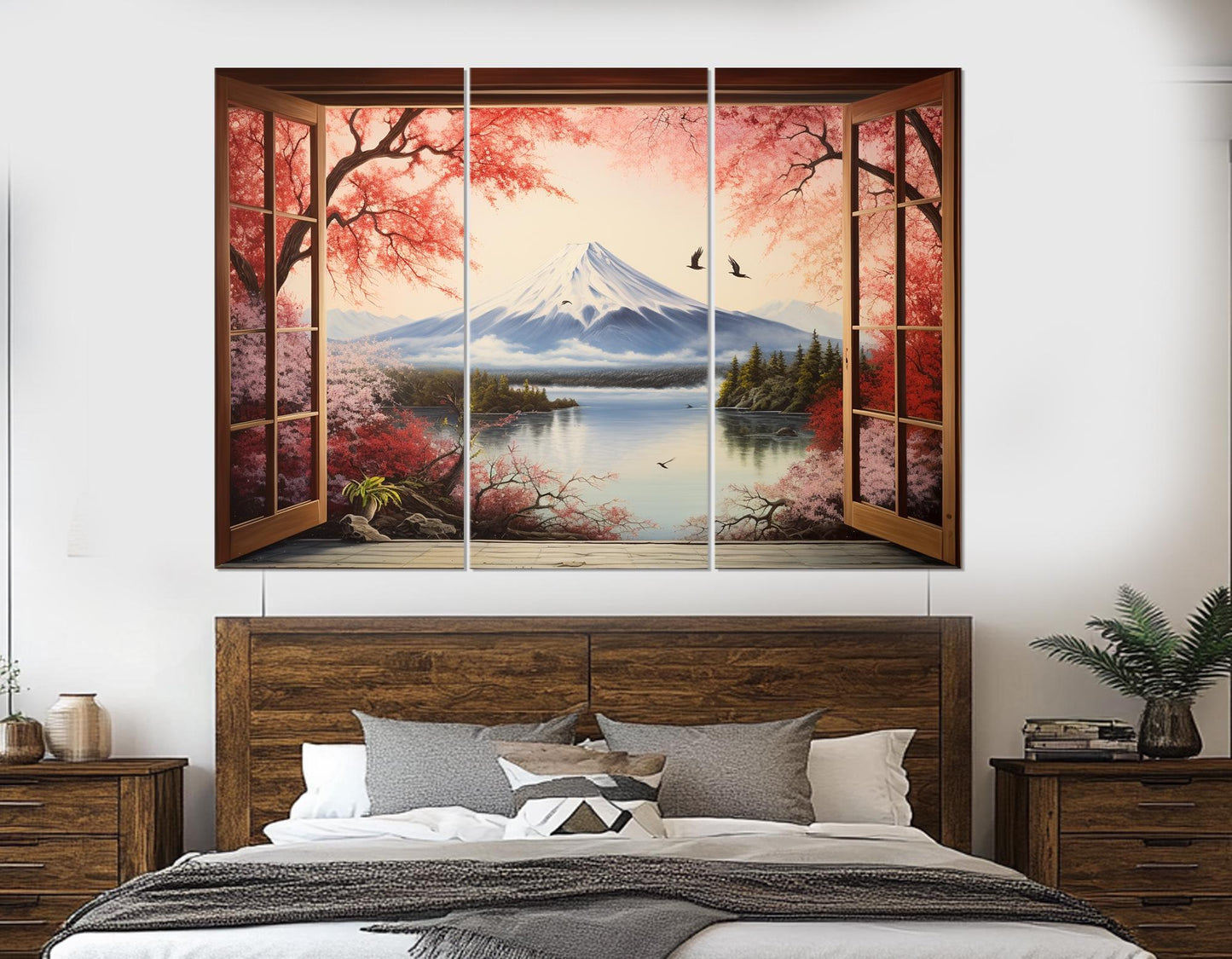 Mount Fuji Canvas Print – Japanese Landscape Art with Sakura Blossom | Ready to Hang