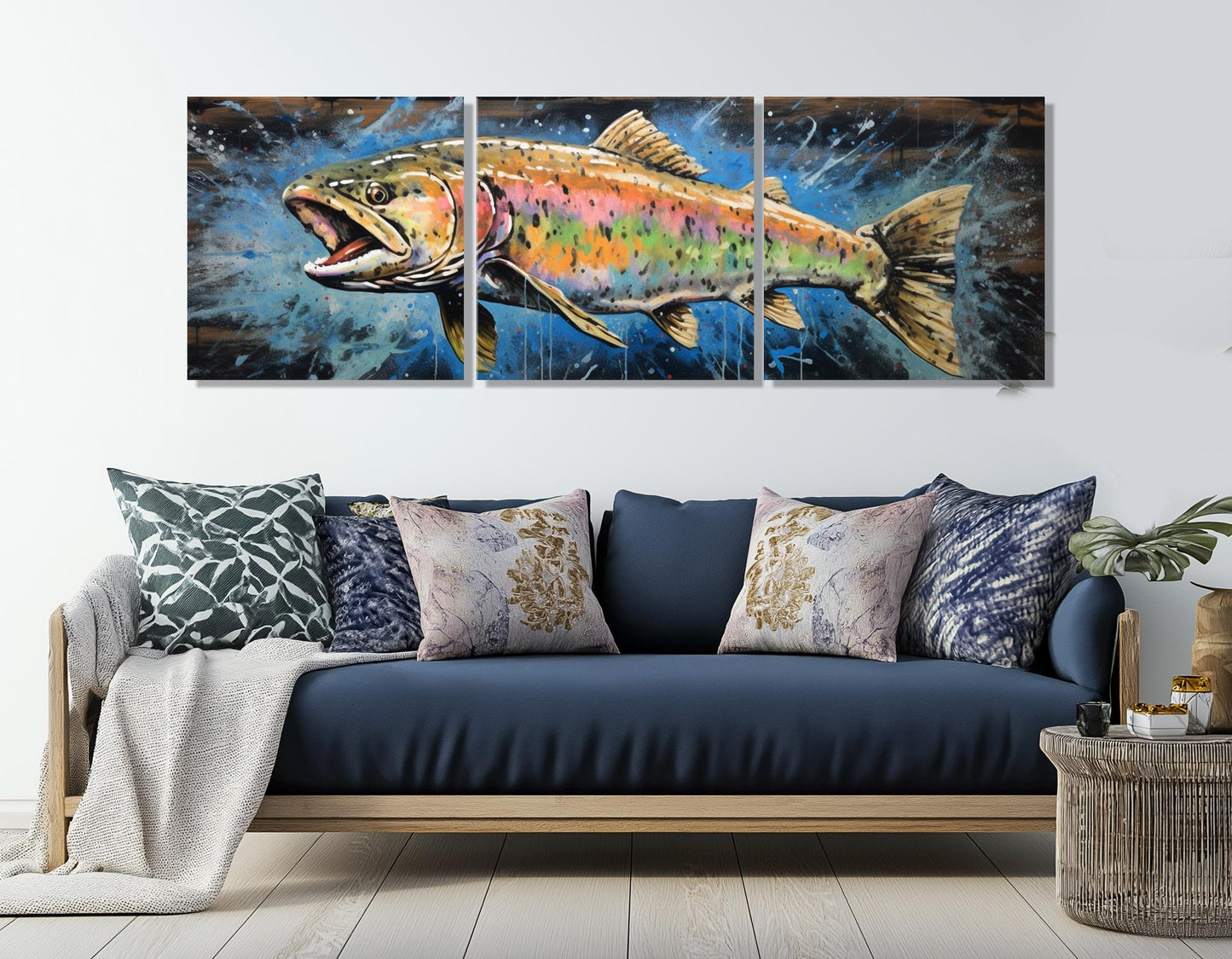 Rainbow Trout Canvas Art – Abstract Fish Canvas | Ready to Hang Gallery Wrapped Print