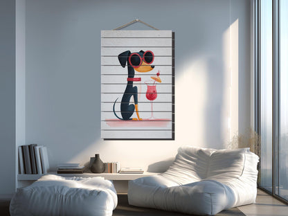 Dog Wood Wall Art – Minimalist Wooden Animal Print | Rustic Farmhouse Decor
