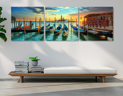 Venice Canvas Print – Vintage Gondola Painting | Ready to Hang Framed Art