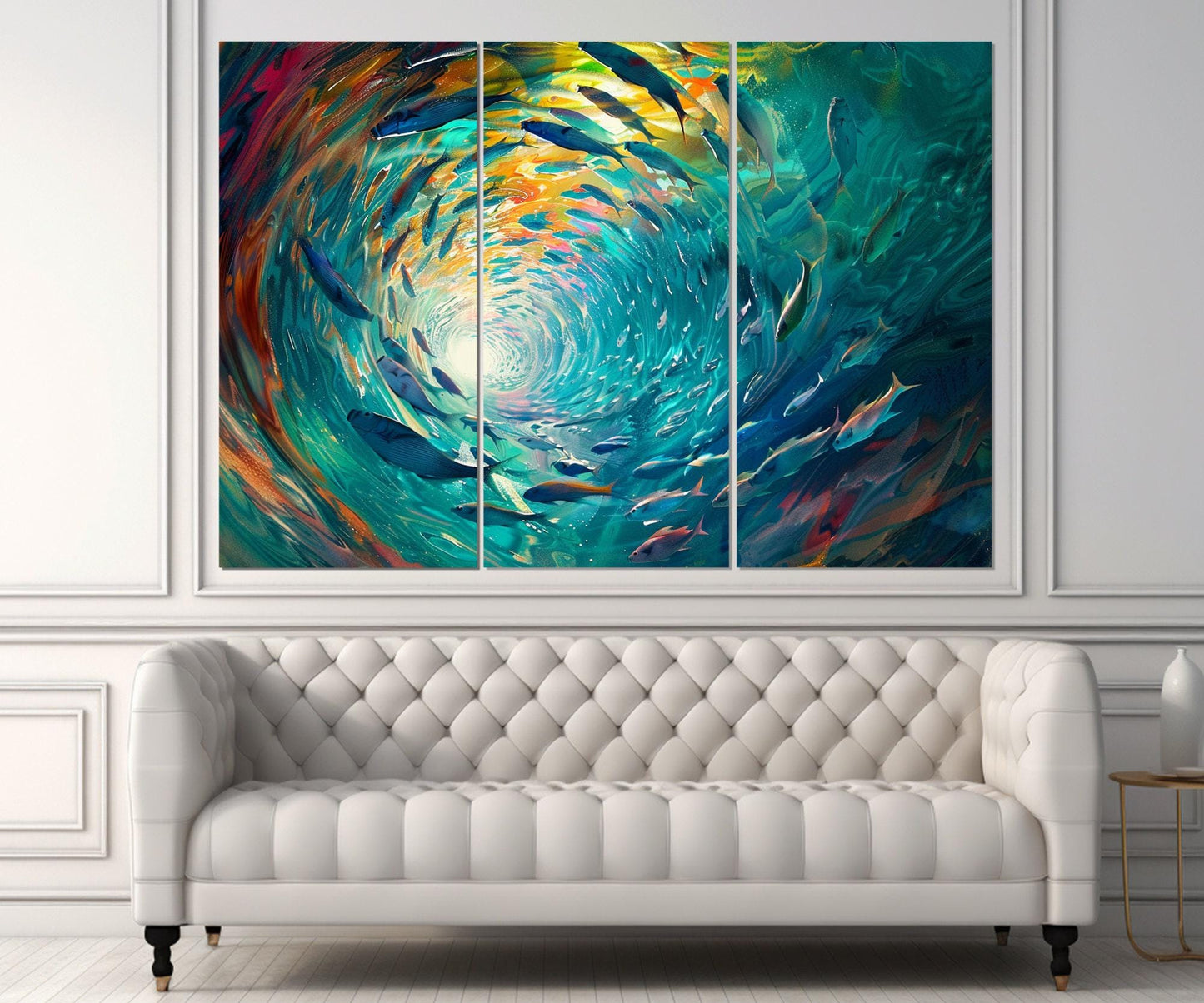 School of Fish Canvas Print – Abstract Underwater Wall Art | Framed Canvas Ready to Hang