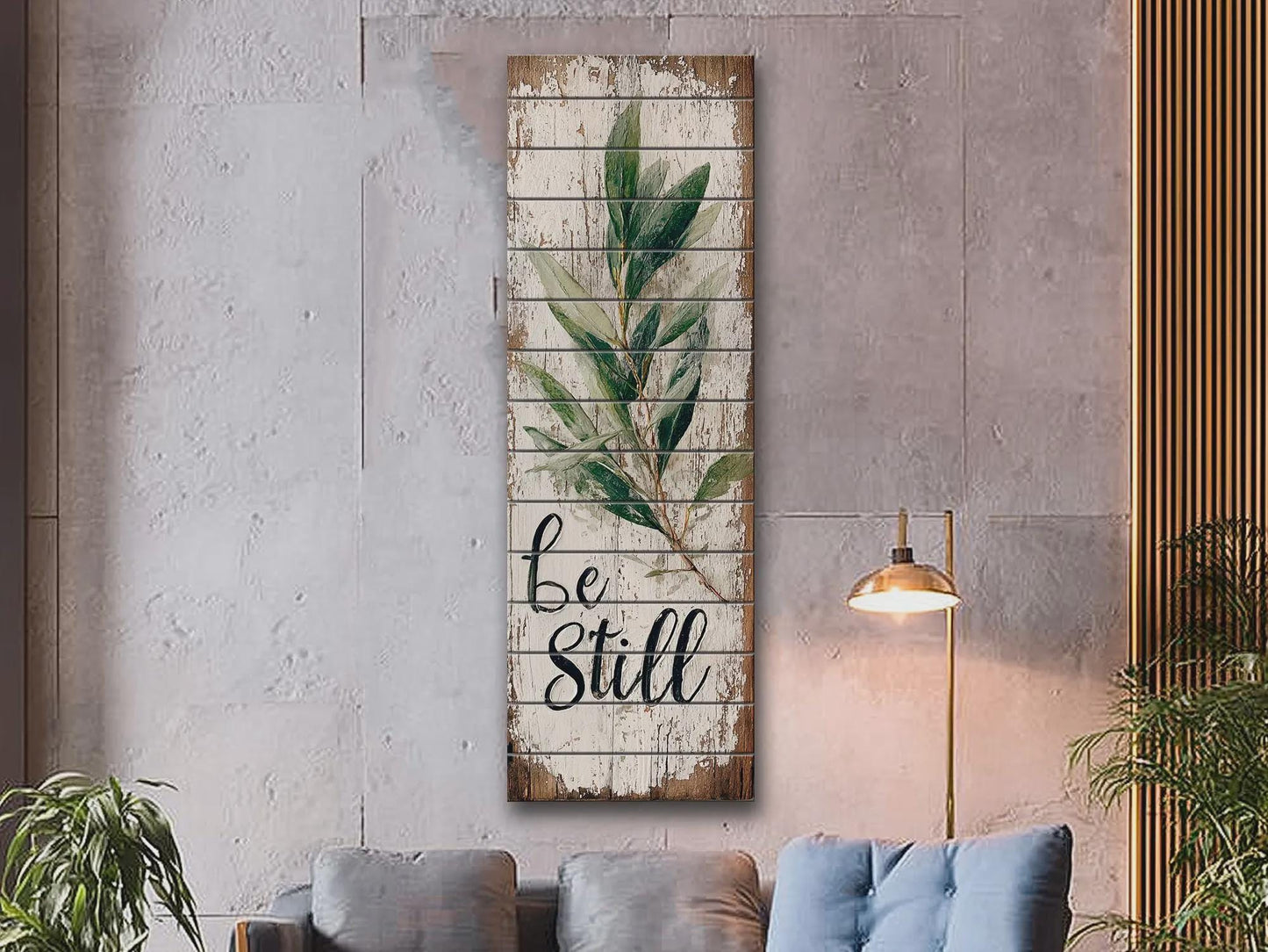 Rustic Wood Wall Art – Be Still Scripture Quote on Natural Wood Print