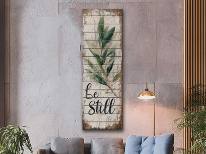 Rustic Wood Wall Art – Be Still Scripture Quote on Natural Wood Print