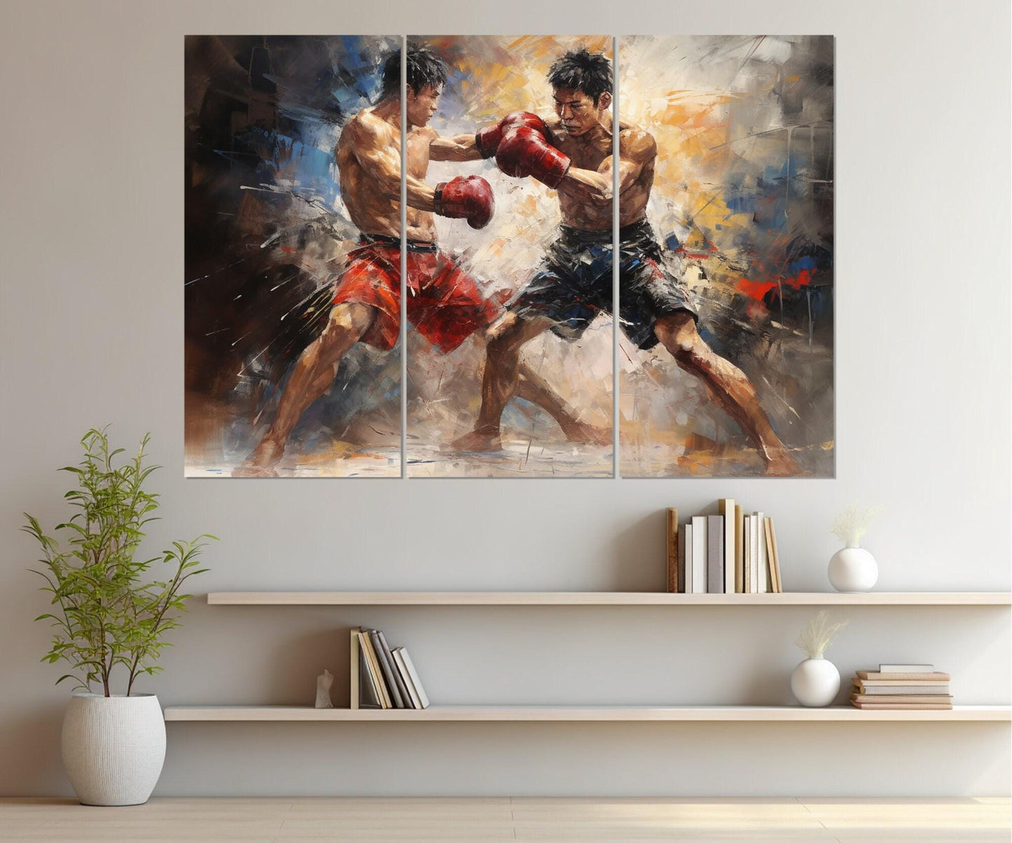 Muay Thai Canvas Art – Framed Cotton Print | Abstract Martial Arts Wall Decor
