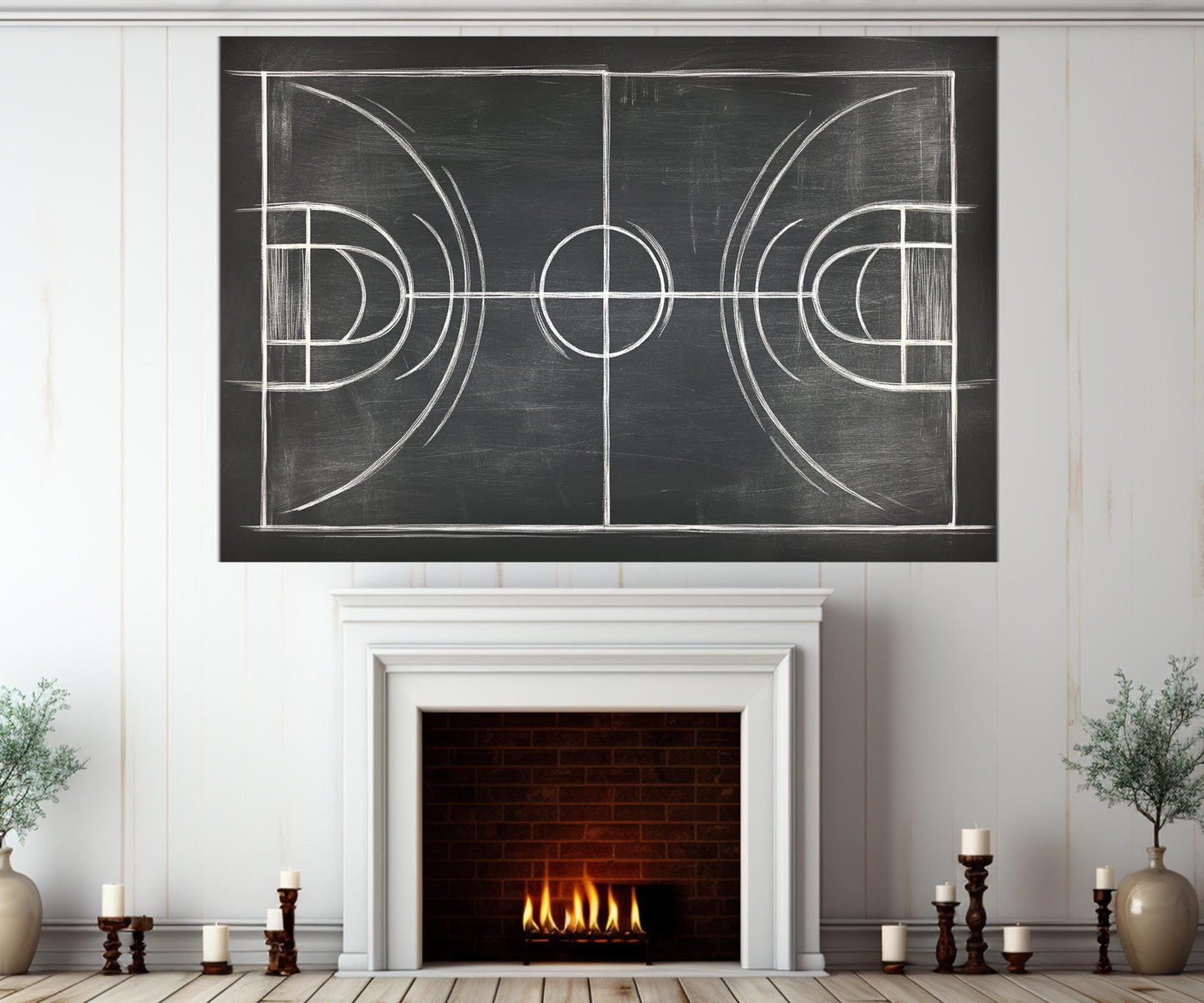 Basketball Court Canvas – Framed Cotton Print | Gallery Wrapped Indoor Wall Art