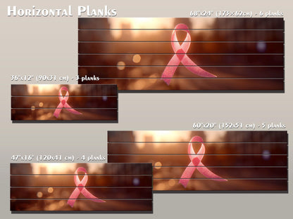Pink Ribbon Print on Wood, Breast Cancer Symbol of Hope Art, Hospital Wall Decor