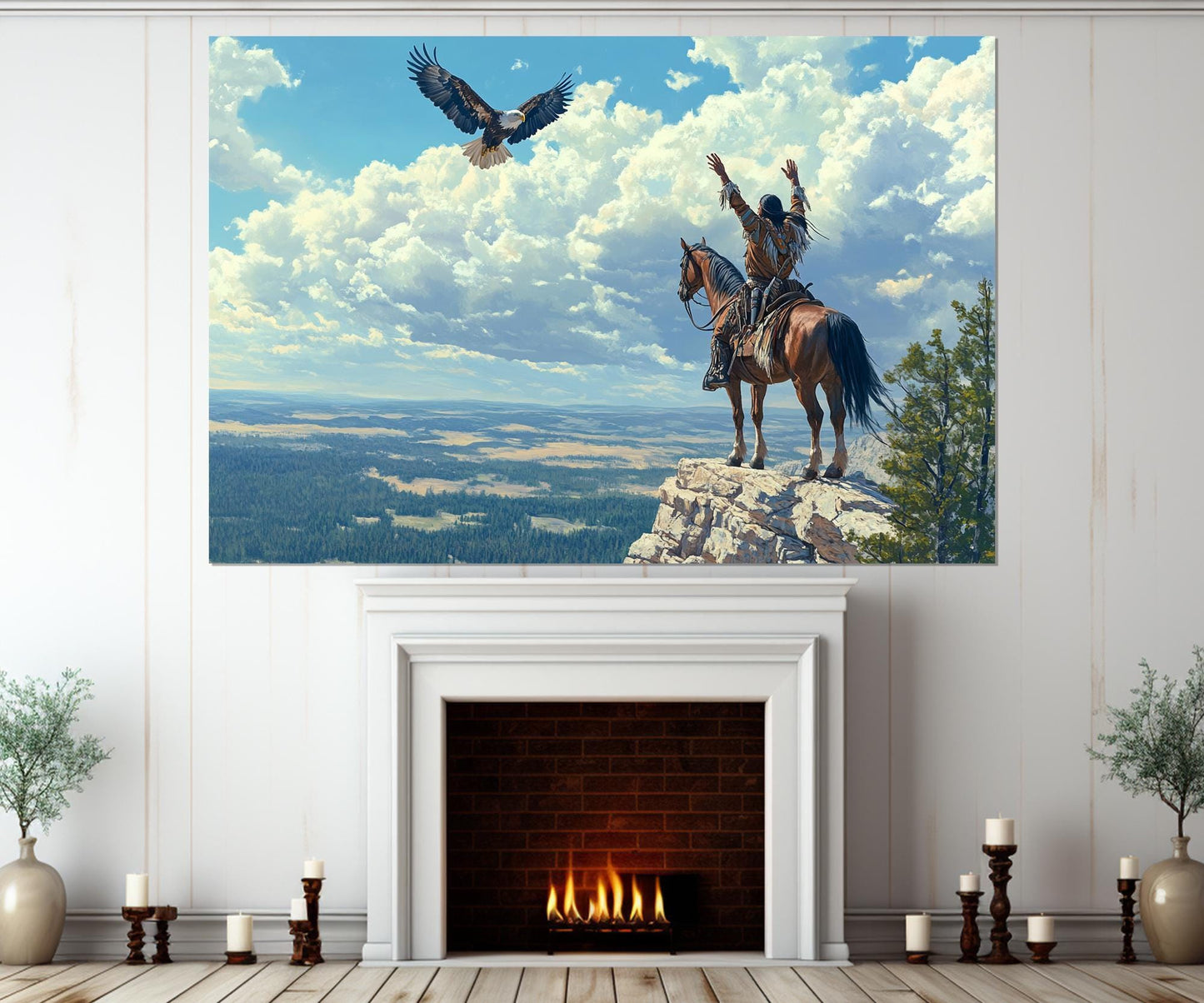 Native American Hunter Canvas Print, First Nations Wall Art, Framed and Ready to Hang