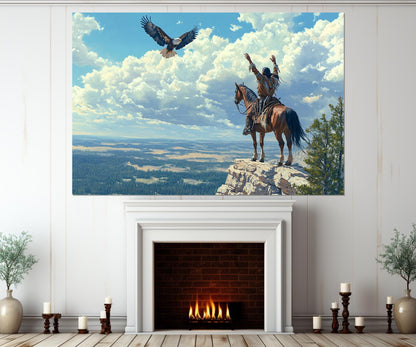 Native American Hunter Canvas Print, First Nations Wall Art, Framed and Ready to Hang