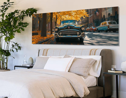 Vintage American Car Canvas | Retro Cars Wall Art - Framed & Stretched Canvas Print