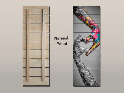 Tattooed Hands Print – Modern Love Art on Wood | Unique Tattoo Wall Decor