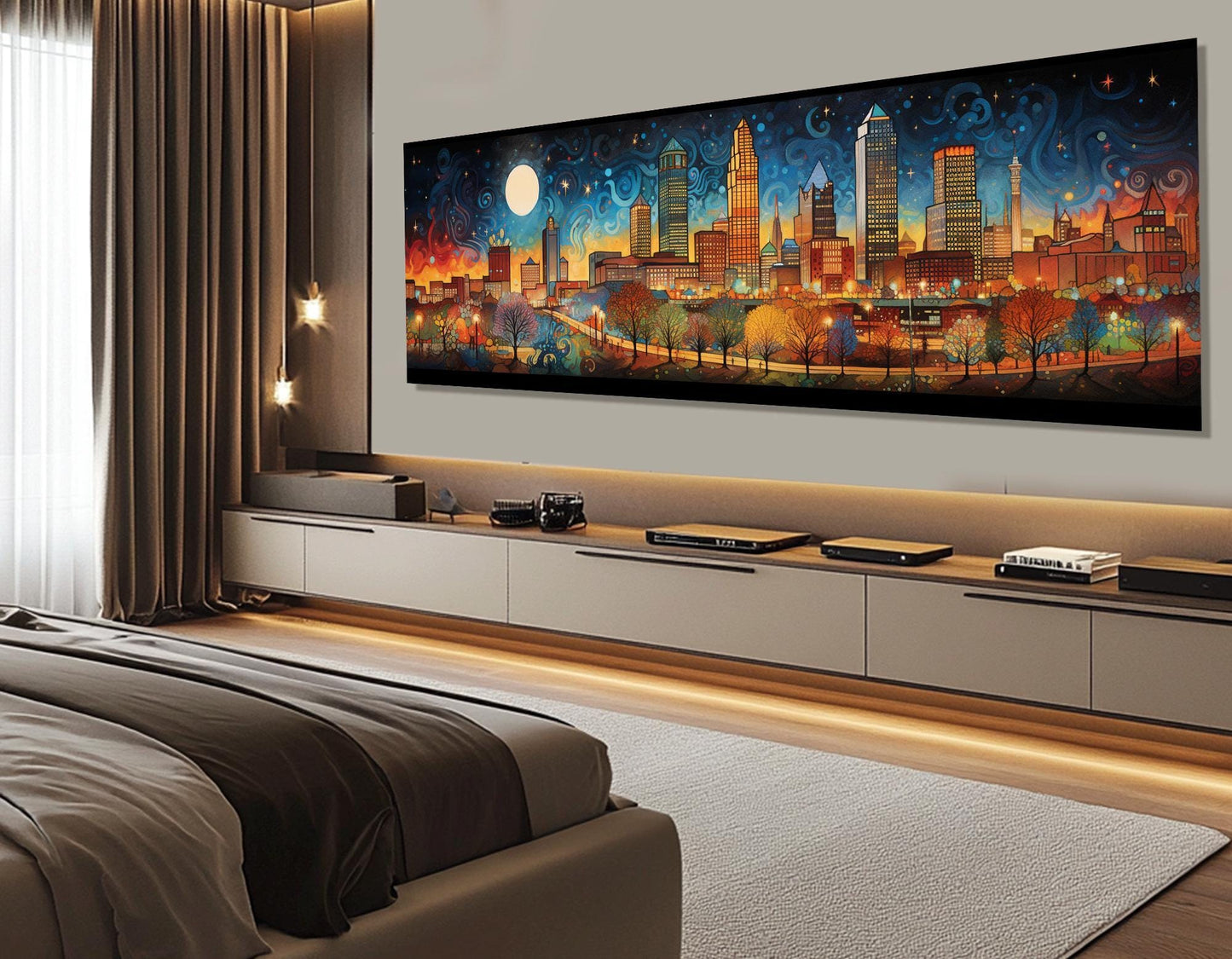 Oklahoma City Canvas Print – Abstract Starry Night Painting | Framed Wall Art Ready to Hang