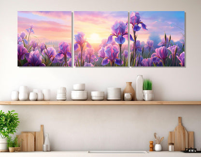 Iris Flowers Canvas - Large Floral Wall Art | Gallery Wrapped Cotton Print