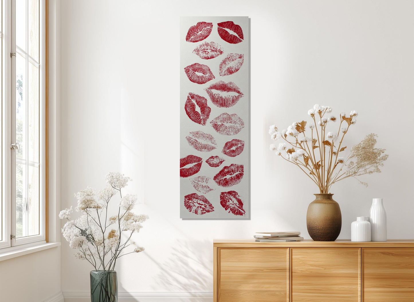 Red Lip Prints Canvas – Romantic Kiss Art | Modern Wall Decor | Ready to Hang