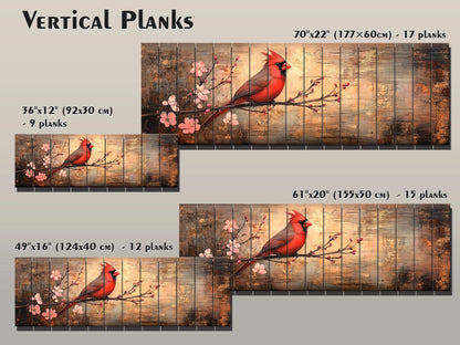 Cardinal Wood Wall Art – Rustic Red Cardinal Painting on Natural Wood Print