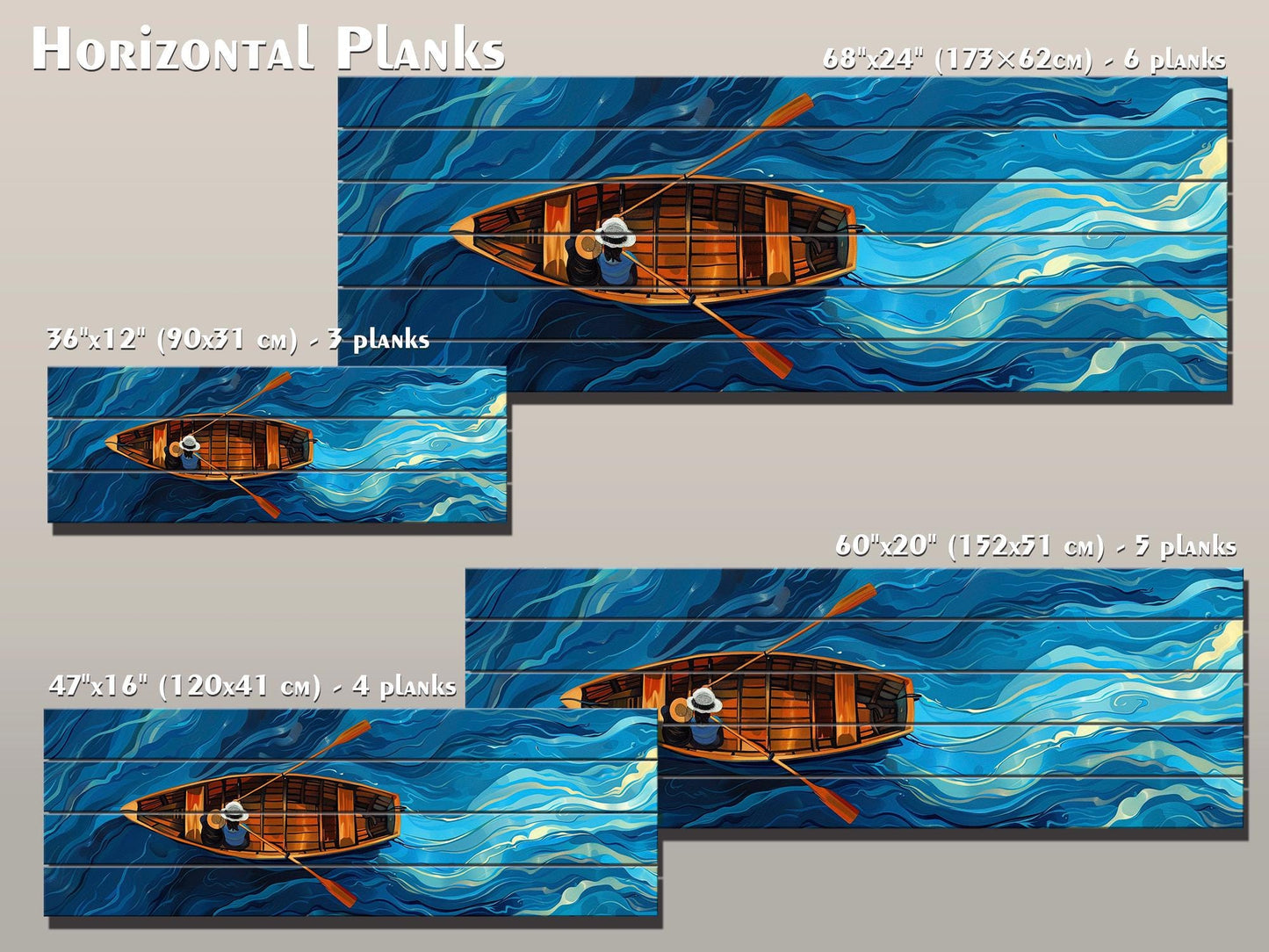 Wood Wall Art - Colorful Couple Print on Natural Wood Planks | Ready to Hang