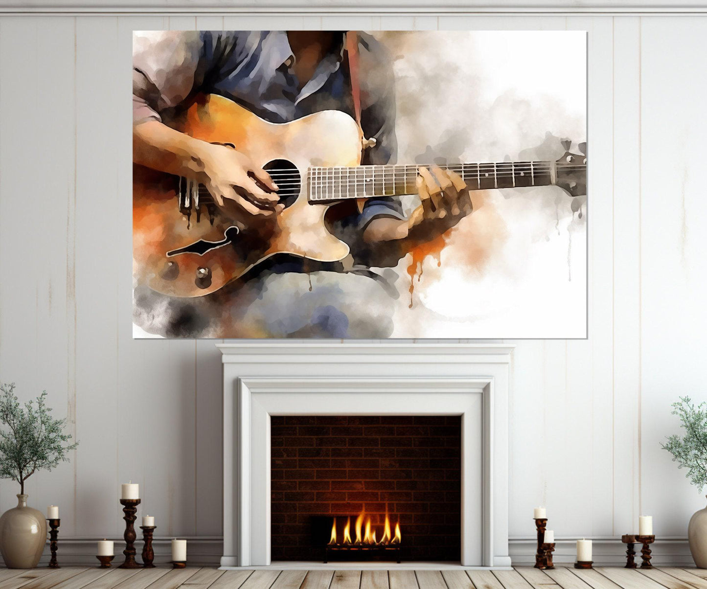 Abstract Guitar Canvas – Framed Guitar Wall Art | Ready to Hang Cotton Print