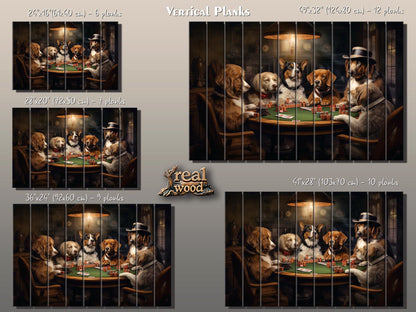Dogs Playing Poker Painting | Rustic Wood Wall Art - Unique Poker Gift