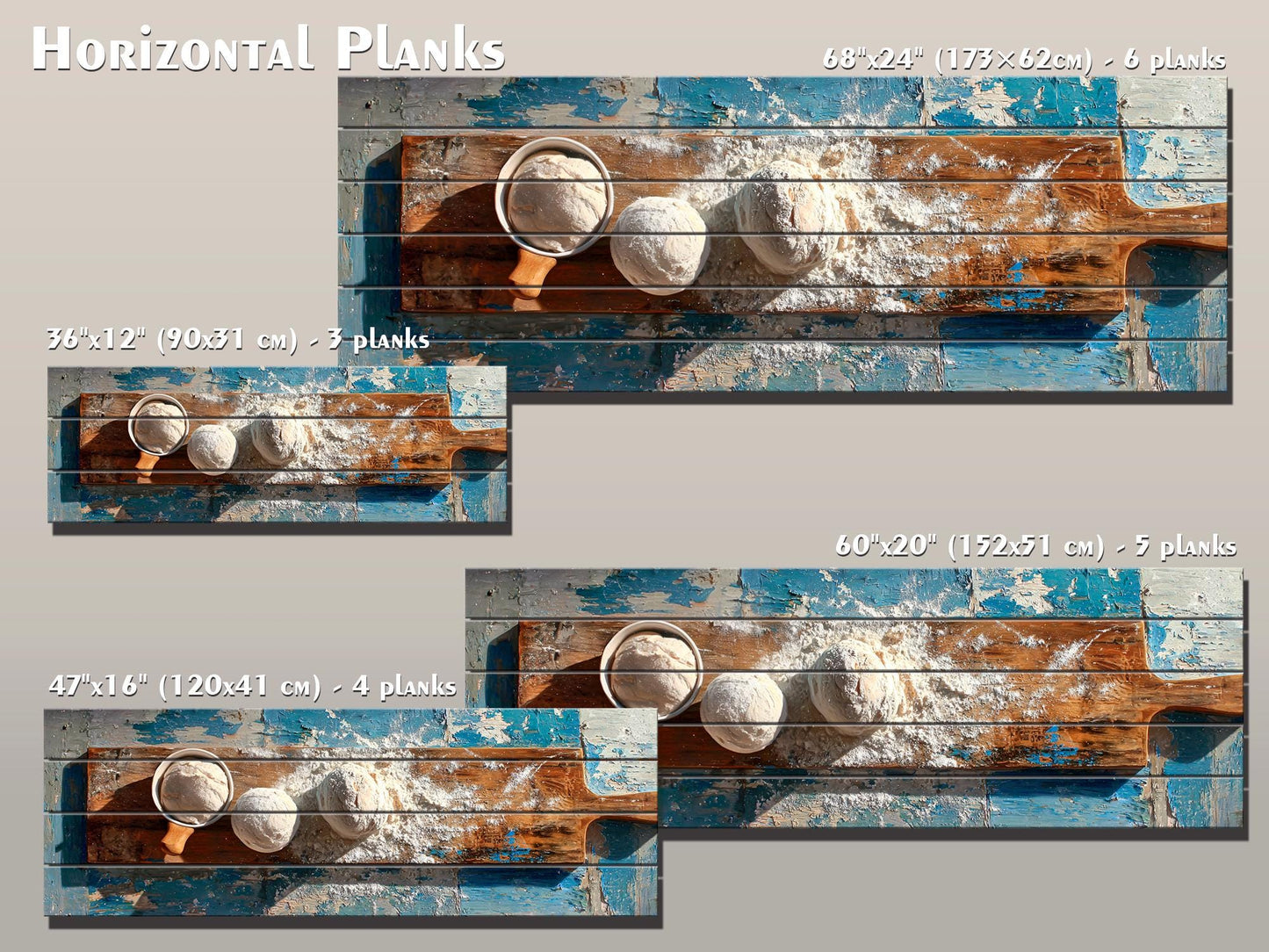Rustic Kitchen Wall Art – Farmhouse Wood Plank Baker Print with Natural Texture
