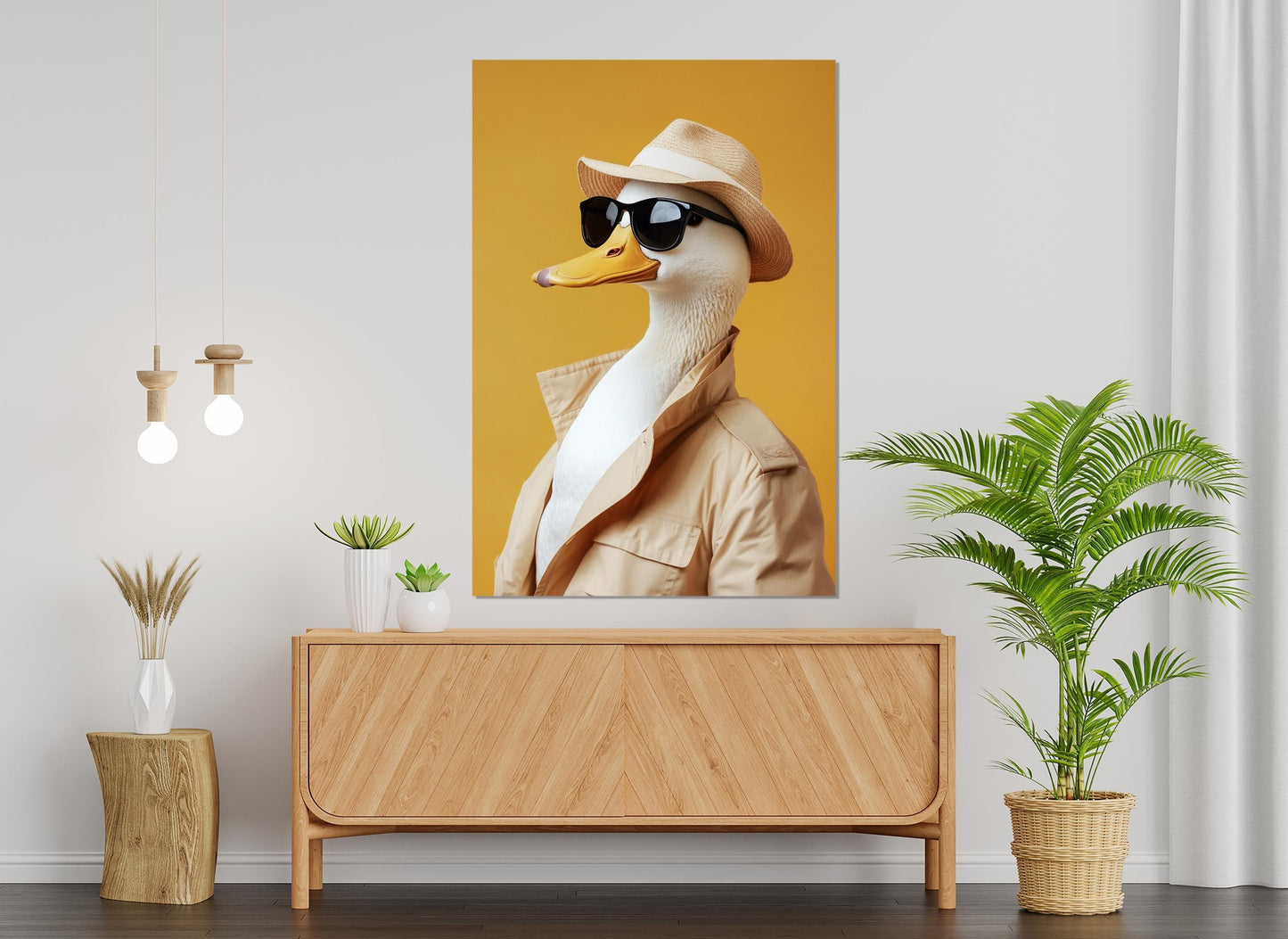 Duck Canvas Print – Cool Duck in Hat & Sunglasses | Framed Canvas Art, Ready to Hang
