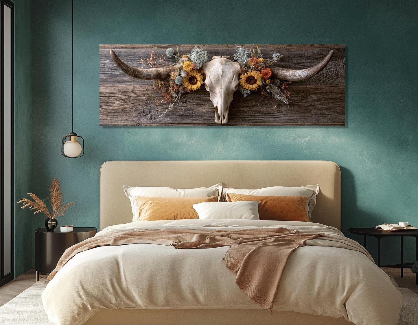 Longhorn Skull Canvas Print, Large Western Wall Decor, Framed and Ready to Hang