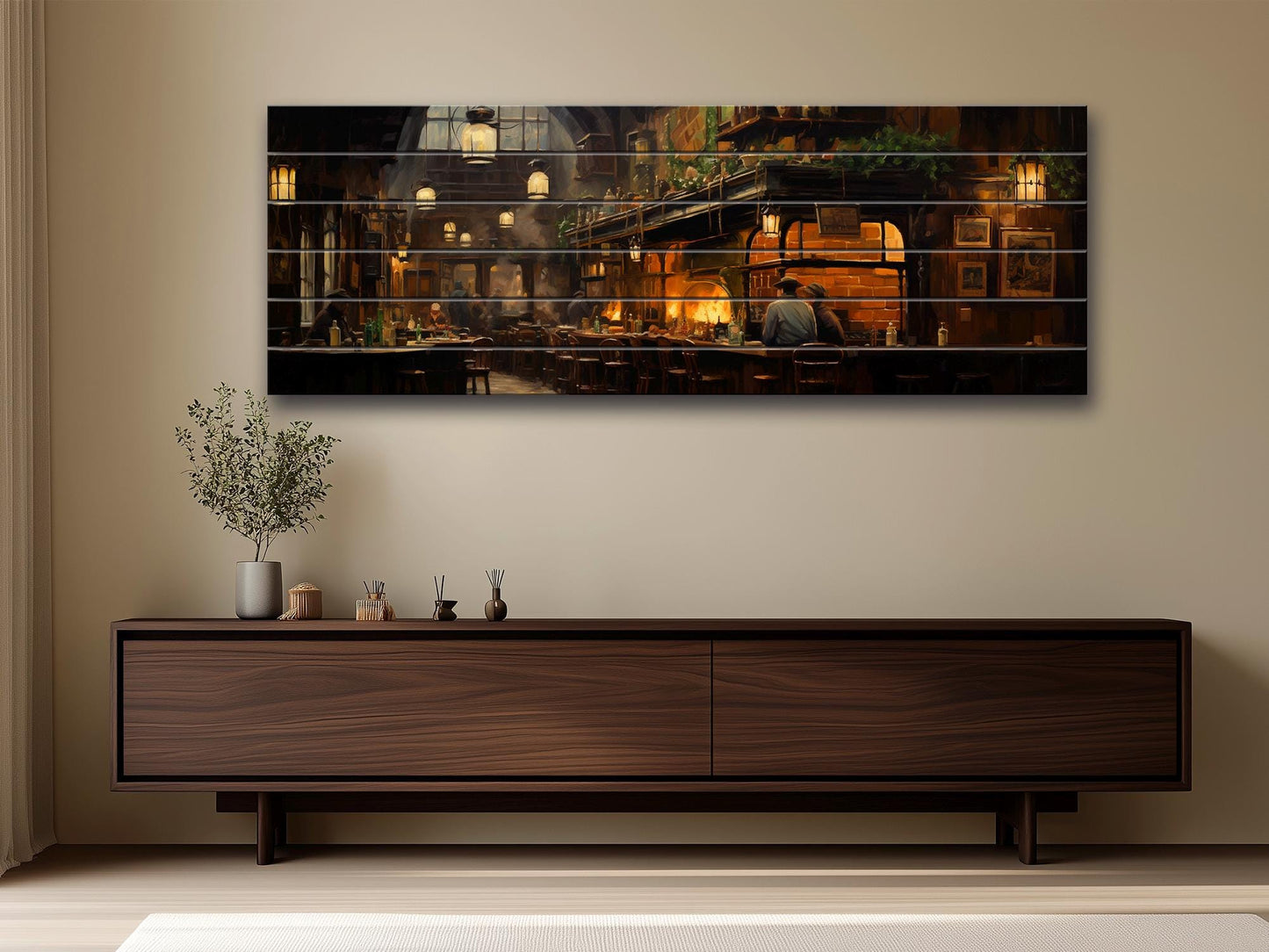 Irish Pub Wall Art – Rustic Wood Plank Artwork | Vintage Pub Print on Wood