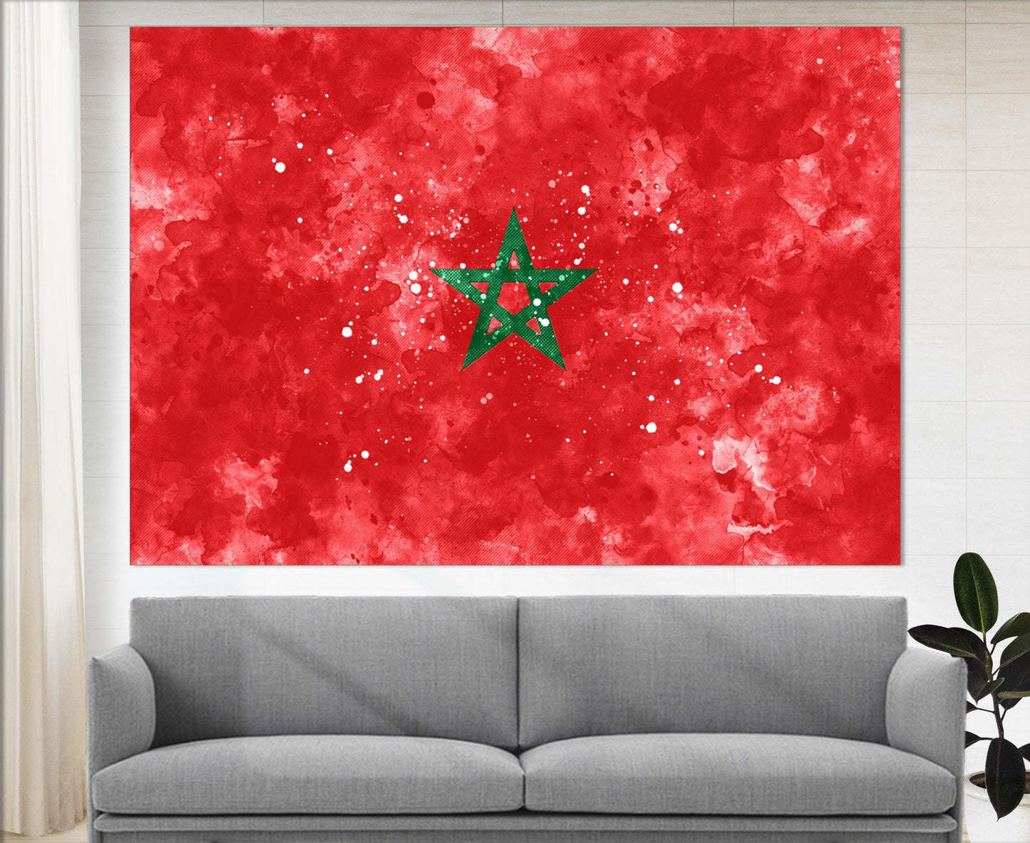 Morocco Flag Canvas Print - Framed Ready to Hang | High Quality Cotton Wall Art