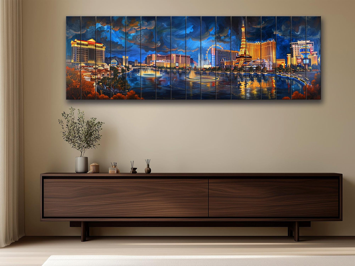 Las Vegas Wood Print - Rustic Natural Wood Wall Art | UV Printed Plank Artwork