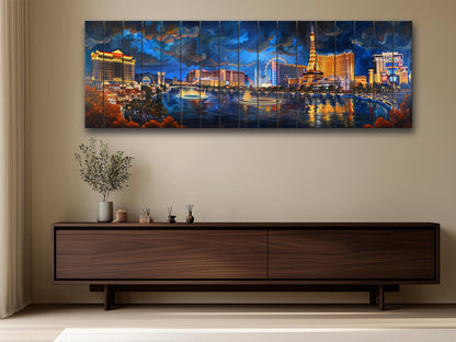 Las Vegas Wood Print - Rustic Natural Wood Wall Art | UV Printed Plank Artwork