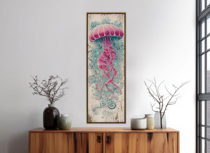 Jellyfish Canvas Print - Rustic Underwater Wall Art | Framed & Ready to Hang