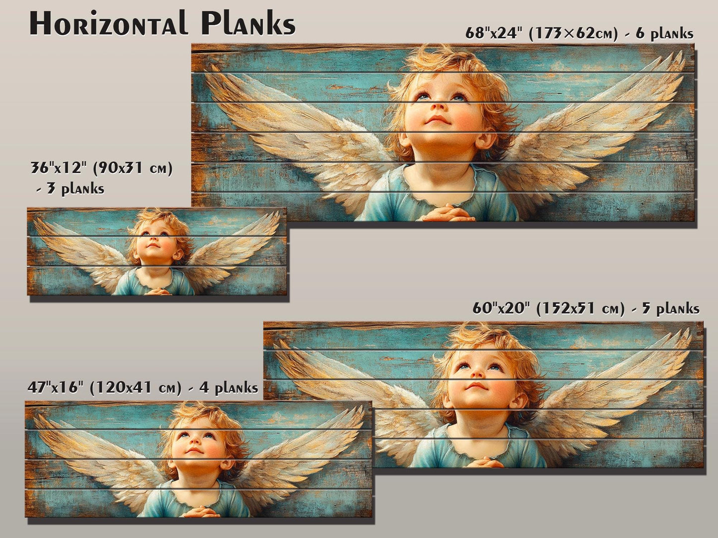 Christian Wall Art - Rustic Angel Painting on Natural Wood | Bible Wall Decor