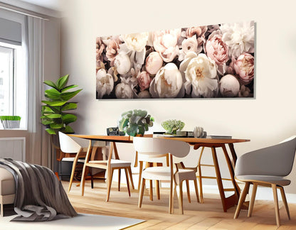 Peony Flower Canvas – Large Floral Wall Art | Panoramic Cotton Canvas Print