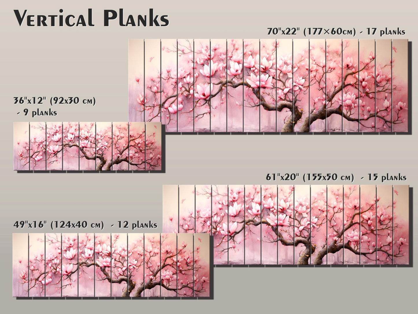Magnolia Wood Print – Pink Magnolia Decor | Natural Wood Wall Art, Rustic Wooden Plank