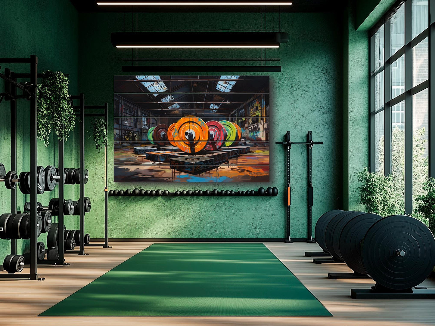 Fitness Wood Wall Art – Abstract Bodybuilding Print Wood Plank Art | Modern Gym Decor