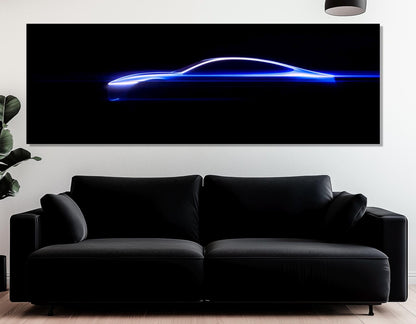 Sports Car Canvas Print – Minimalist Car Silhouette, Framed & Ready to Hang