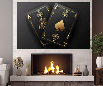 Poker Wall Art - Pocket Aces Print | Abstract Poker Canvas Decor, Ready to Hang