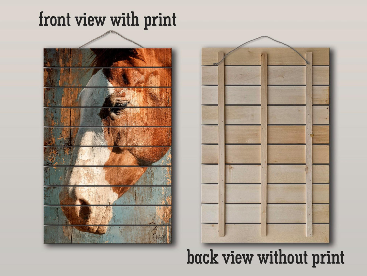 Wood Wall Art - Farmhouse Rustic Wall Decor Featuring Horse Wood Print