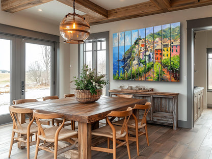 Corniglia, Cinque Terre Painting Printed on Natural Wood, Liguria, Italy Wall Art, Scenic Corniglia Wood Print, Italian Wall Decor
