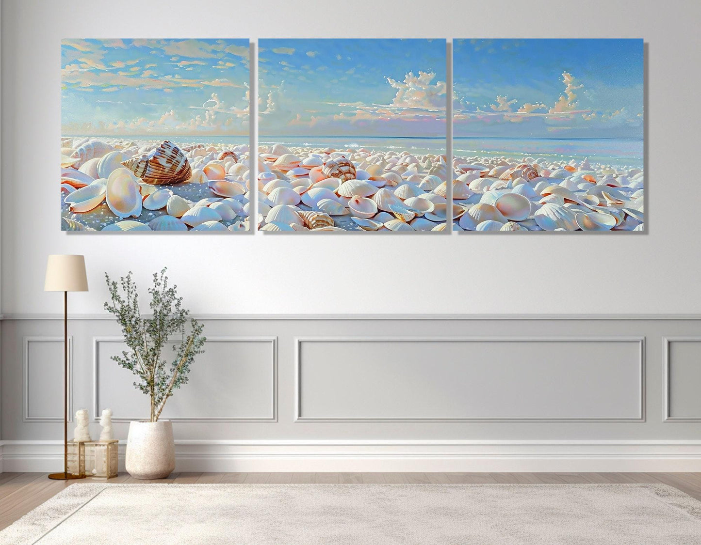 Beach Canvas Print – Framed Sea Shell Wall Art | Ready to Hang Scenic Coastal Artwork