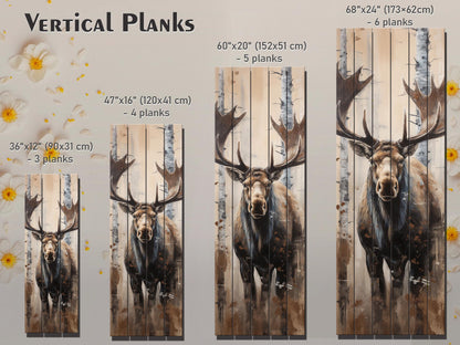 Rustic Moose Art Wood Wall Decor – UV Printed Natural Wood Plank Art