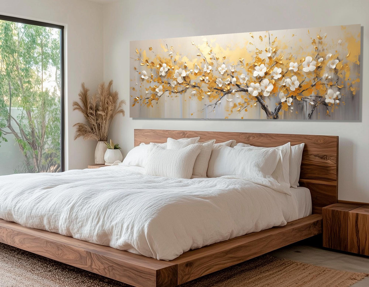 Gold Blossom Canvas Print – Abstract Tree Art | Luxury Wall Decor, Framed & Ready to Hang