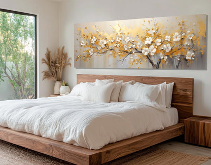 Gold Blossom Canvas Print – Abstract Tree Art | Luxury Wall Decor, Framed & Ready to Hang