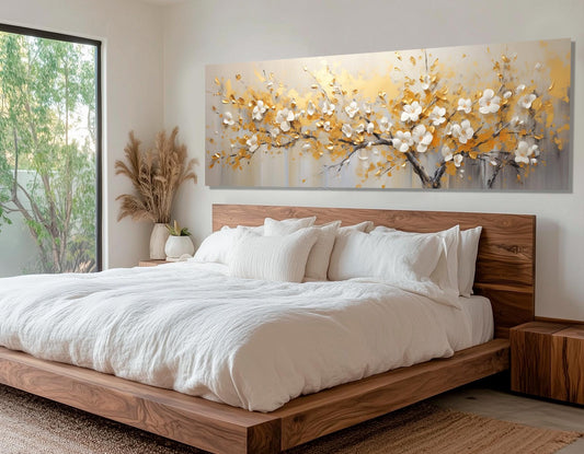 Gold Blossom Canvas Print – Abstract Tree Art | Luxury Wall Decor, Framed & Ready to Hang