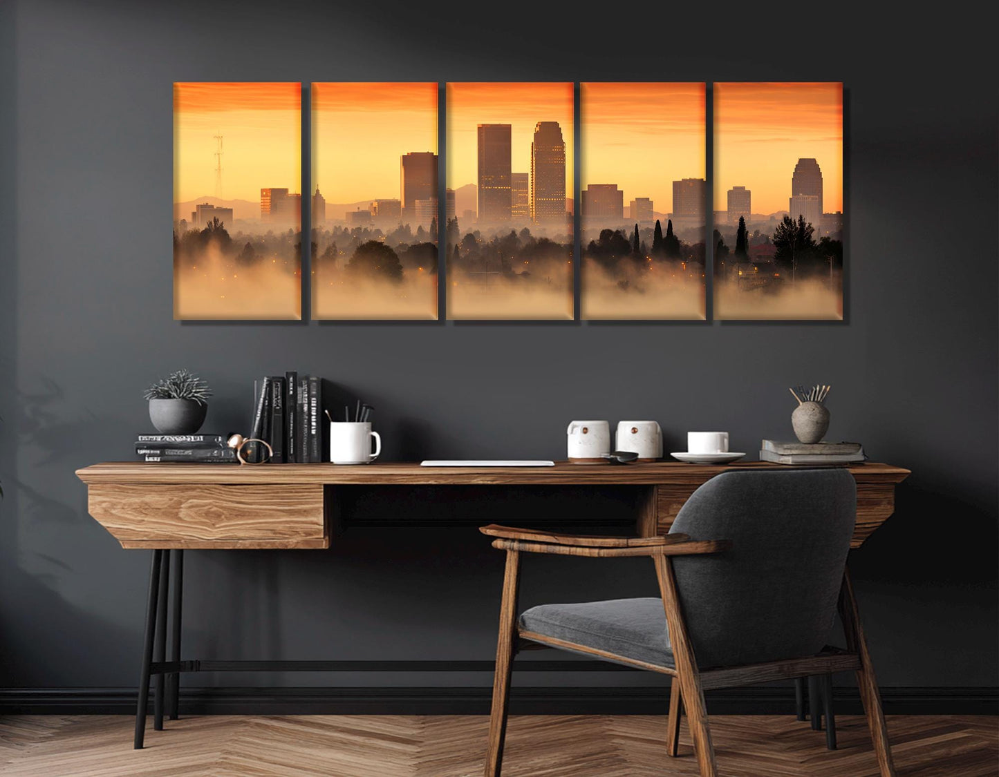 Sacramento Canvas Print – Abstract City Skyline Painting | Framed, Ready to Hang