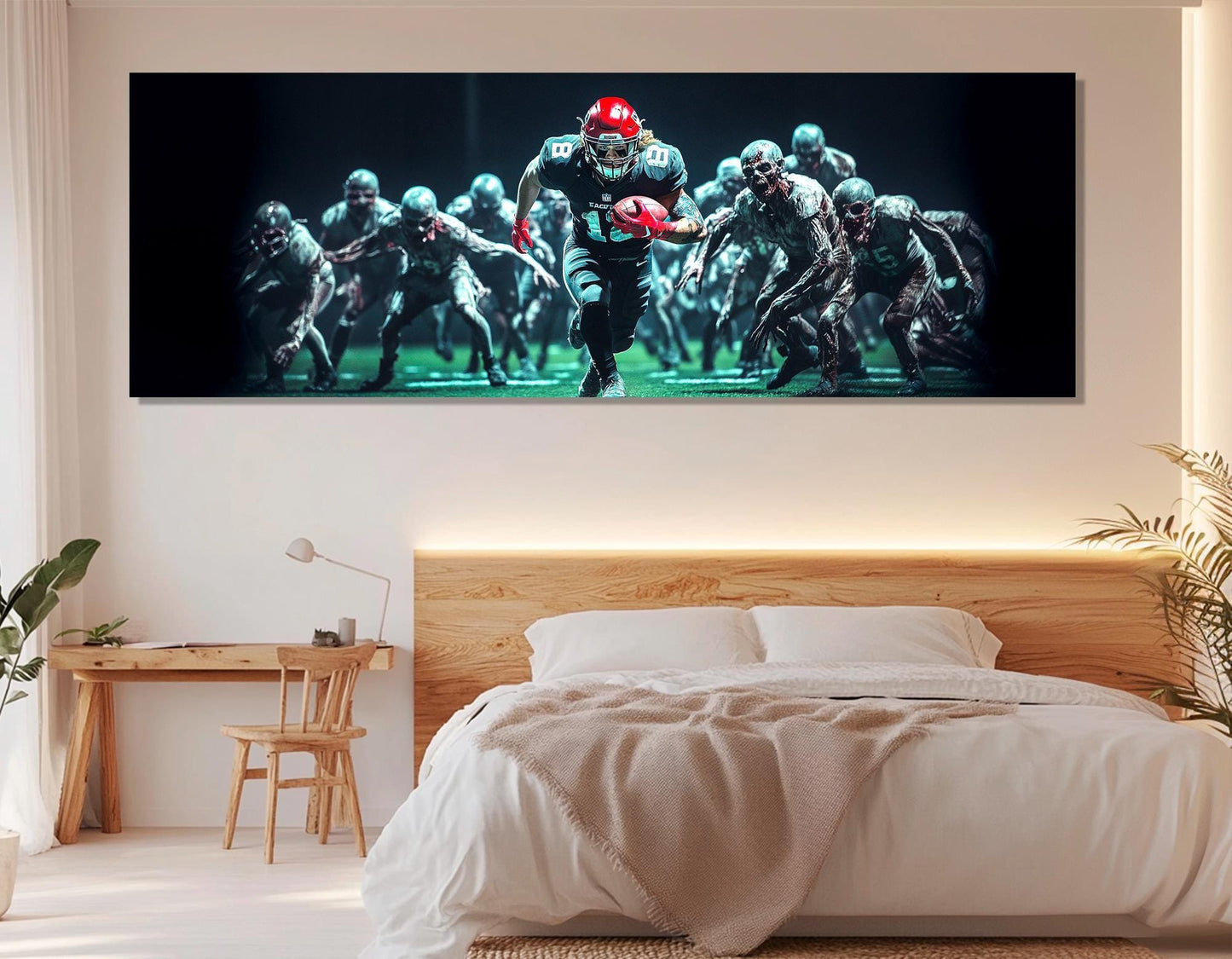 Football with Zombie Abstract Canvas Print, Football Wall Art, Framed and Ready to Hang