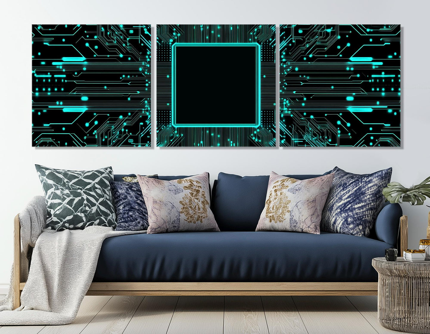 Minimalist Microcircuit Canvas – Abstract Tech Poster | High Quality Cotton Canvas Art