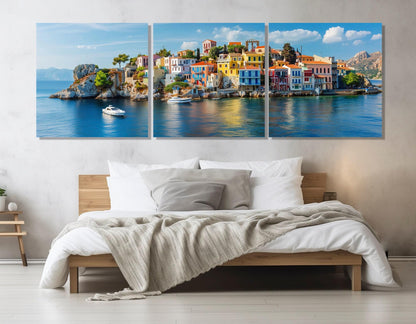 Greece Canvas Print - Large Island Abstract Greek Wall Art | Ready to Hang Cotton Canvas