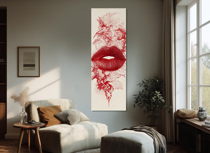 Red Lips Canvas | Modern Home Decor - Passionate Red Print Abstract Lips Poster