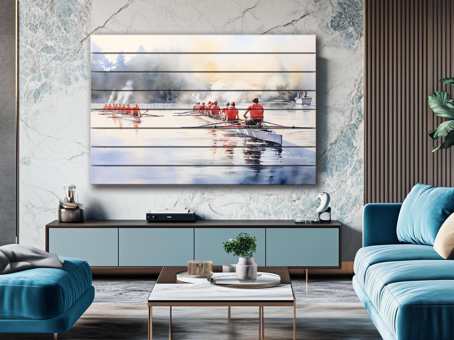 Rowing Wood Wall Art | Natural Wood Art – UV Printed Rustic Wall Decor